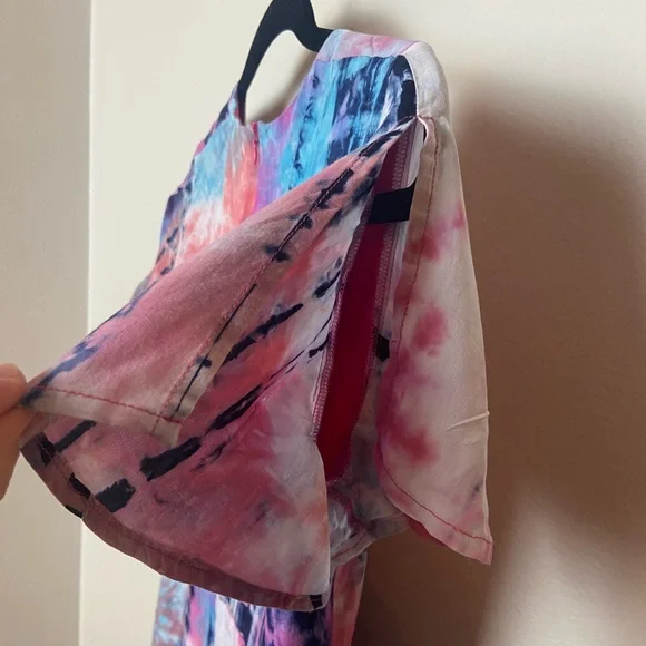 Colorful Tie-Dye v-neck Romper by Blue Blush - Picture 5 of 8